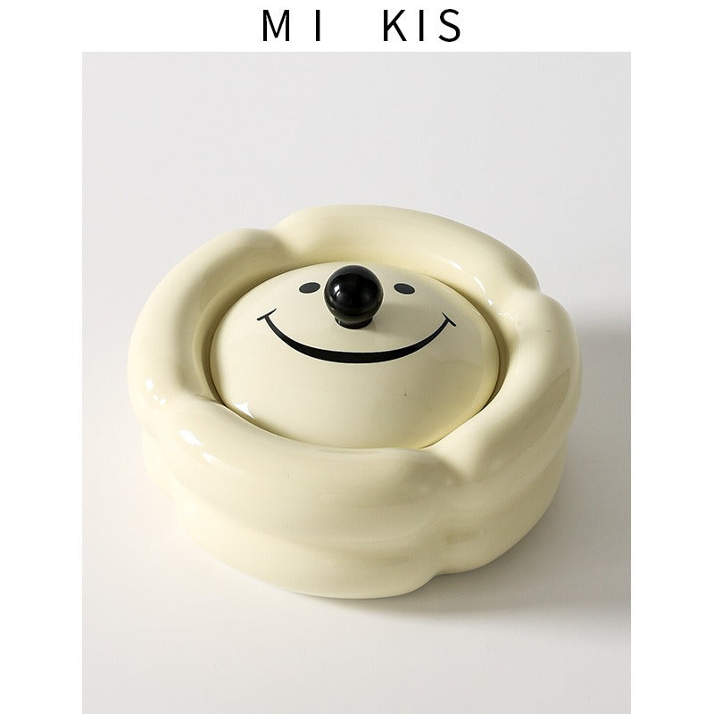 Elegant Ceramic Ashtray with Lid for Home and Office