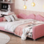 Lit de jour rembourré de taille normale en rose avec dossier en forme de nuage
