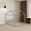 Queen Size Wooden House Bed with Headboard Gray - Korvel
