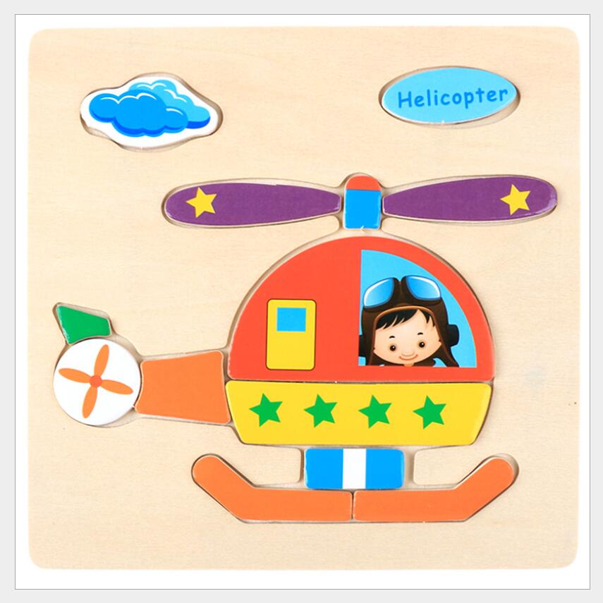 3D Puzzle Wooden Toys For Children Cartoon Animal Vehicle Wood Jigsaw Kids Baby Early Educational Learning Toy #L505 - Korvel