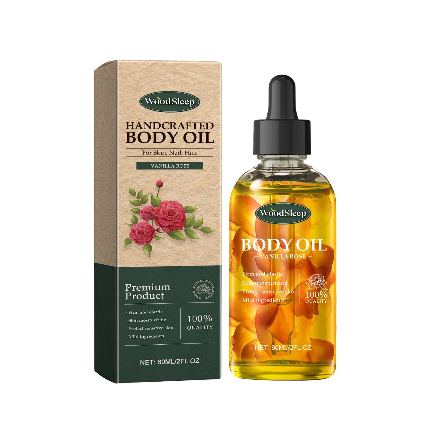 Huile Corporelle Vanille Rose Artisanale WOODSLEEP