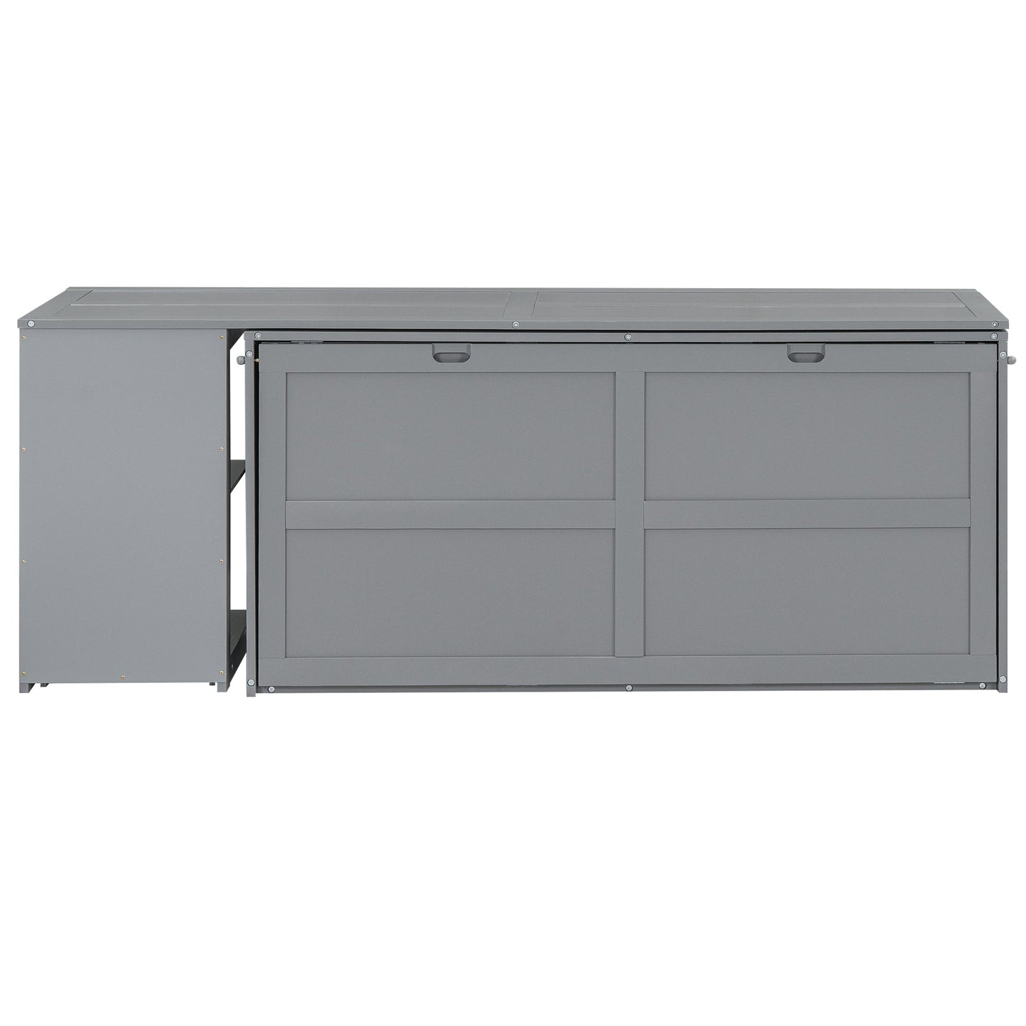 Queen Size Murphy Bed with Rotable Desk  Gray - Korvel