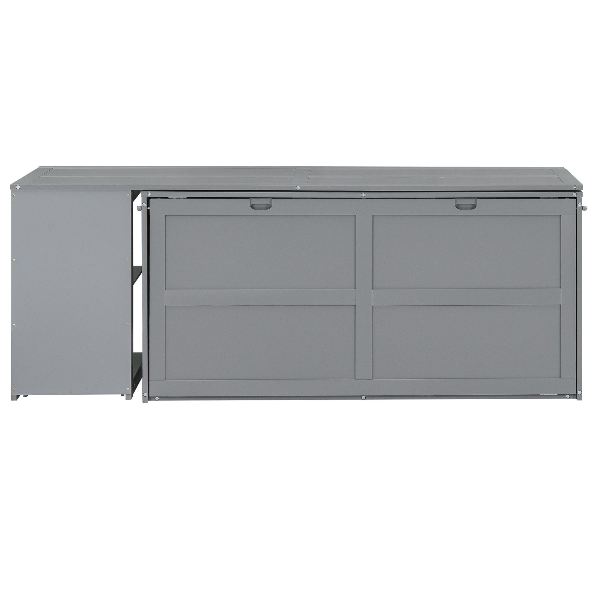 Queen Size Murphy Bed with Rotable Desk  Gray - Korvel