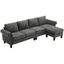 Convertible Sectional Sofa with Storage,L-shaped sofa Modern Linen Fabric Sectional Couches for Living Room,Gray - Korvel