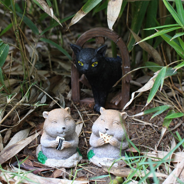 Charming Cat and Mole Decorative Garden Ornaments