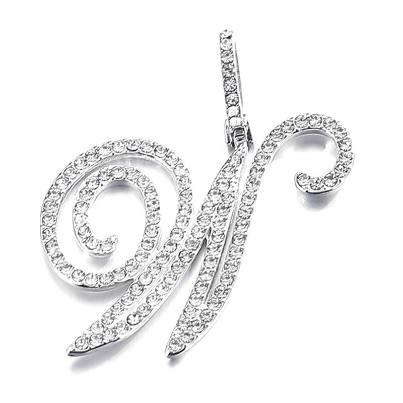 Hip Hop Grass Letter Pendant with Cuban Chain
