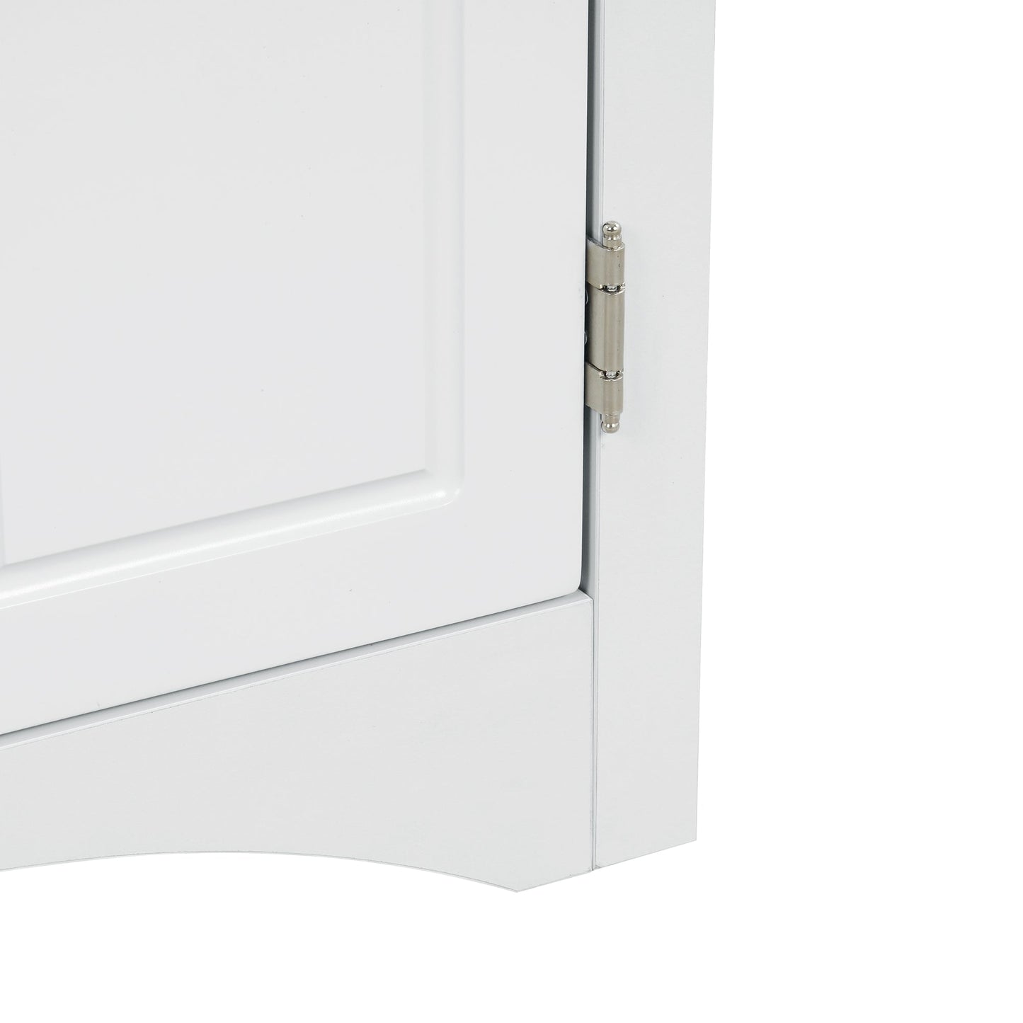 Elegante gabinete de almacenamiento triangular blanco con estantes ajustables