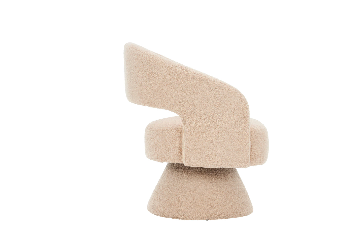Fauteuil pivotant en tissu teddy nude