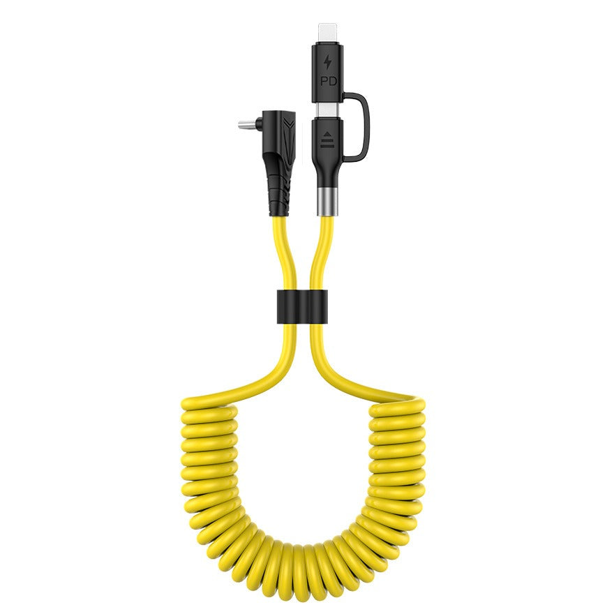60W 2-in-1 Elbow Telescopic Fast Charging USB Cable