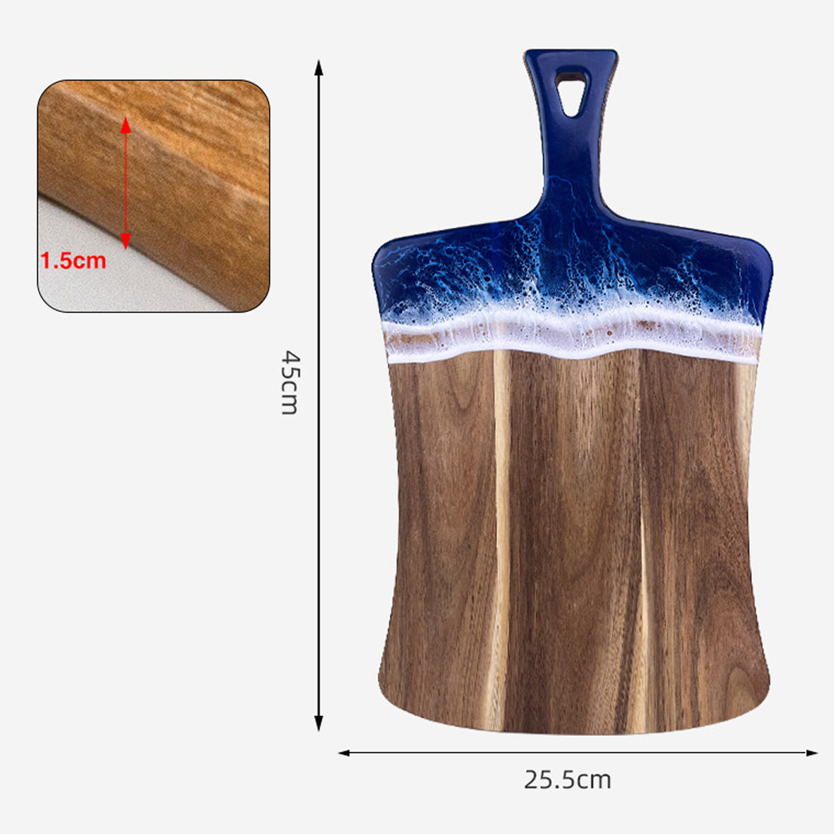 Wood Cutting Board Resin Blue green Wave Pattern - Korvel