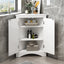 Elegante gabinete de almacenamiento triangular blanco con estantes ajustables