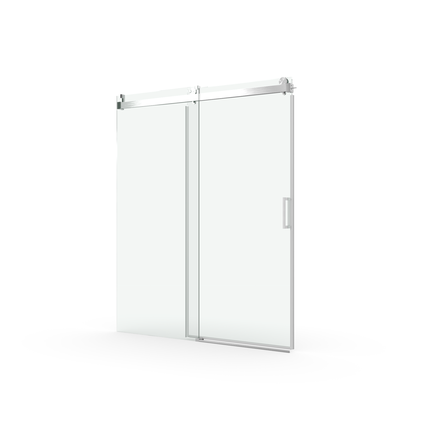 68 to 72 inches wide x 76 inches high frameless soft closing shower door 3/8 inches (10mm) thick brushed nickel solid glass 22D0 - Korvel