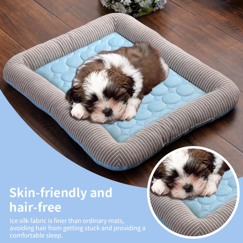 Cooling pet mats for dogs & cats (puppies/kittens): ice silk, breathable, soft summer pads in pink/blue. - Korvel