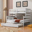 Wood Twin over Full Bunk Bed with Twin Size Trundle  White - Korvel