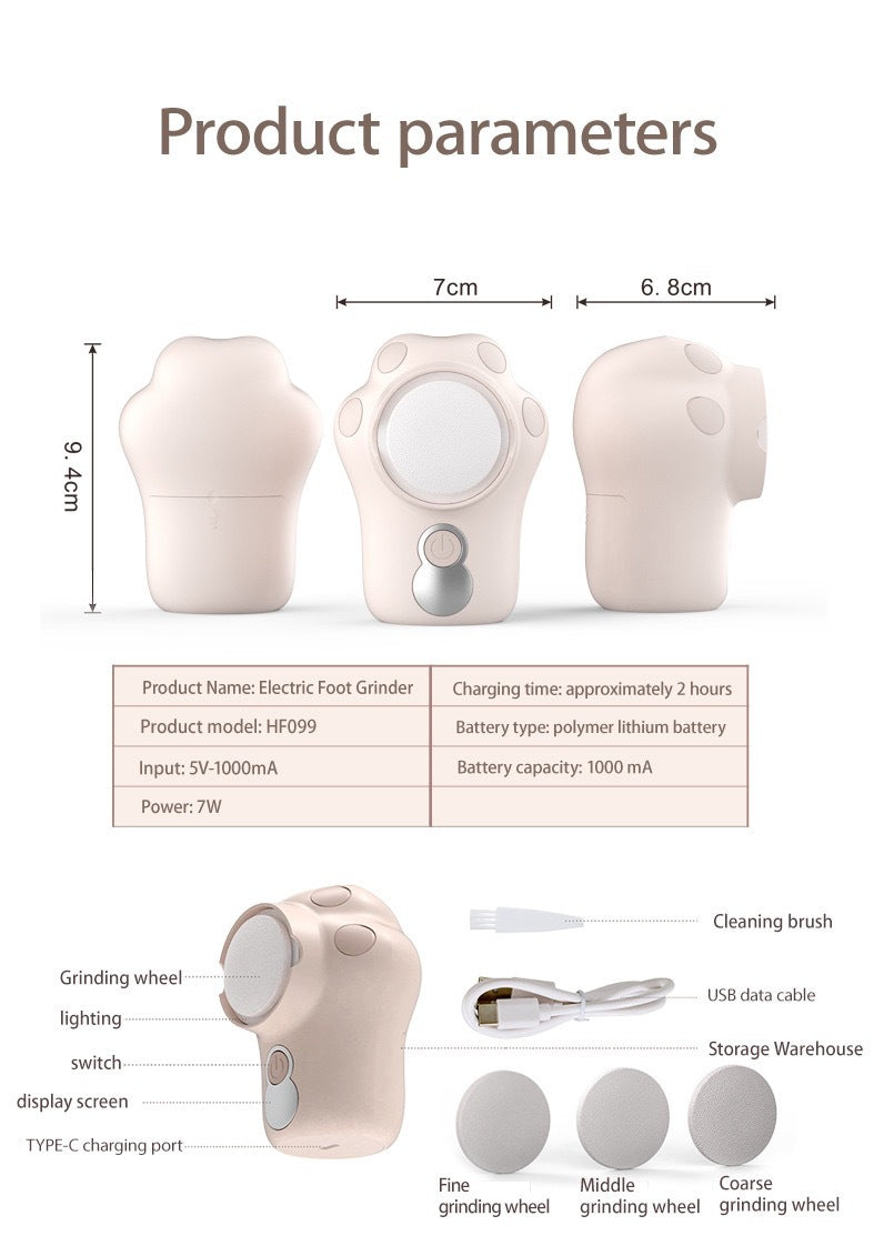 Electric Pedicure Foot Grinder - Rechargeable Callus Remover