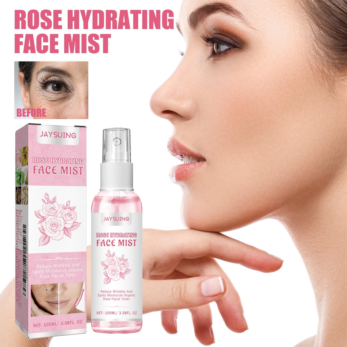 Rose Face Toner, Hydrating Refreshing Oil Control Fade Spots Toner - Korvel