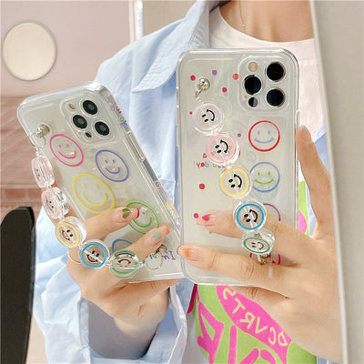 Creative Bracelet Transparent Smiley Face Suitable For iPhone 12promax Apple 11 Mobile Phone Case  X/13 - Korvel
