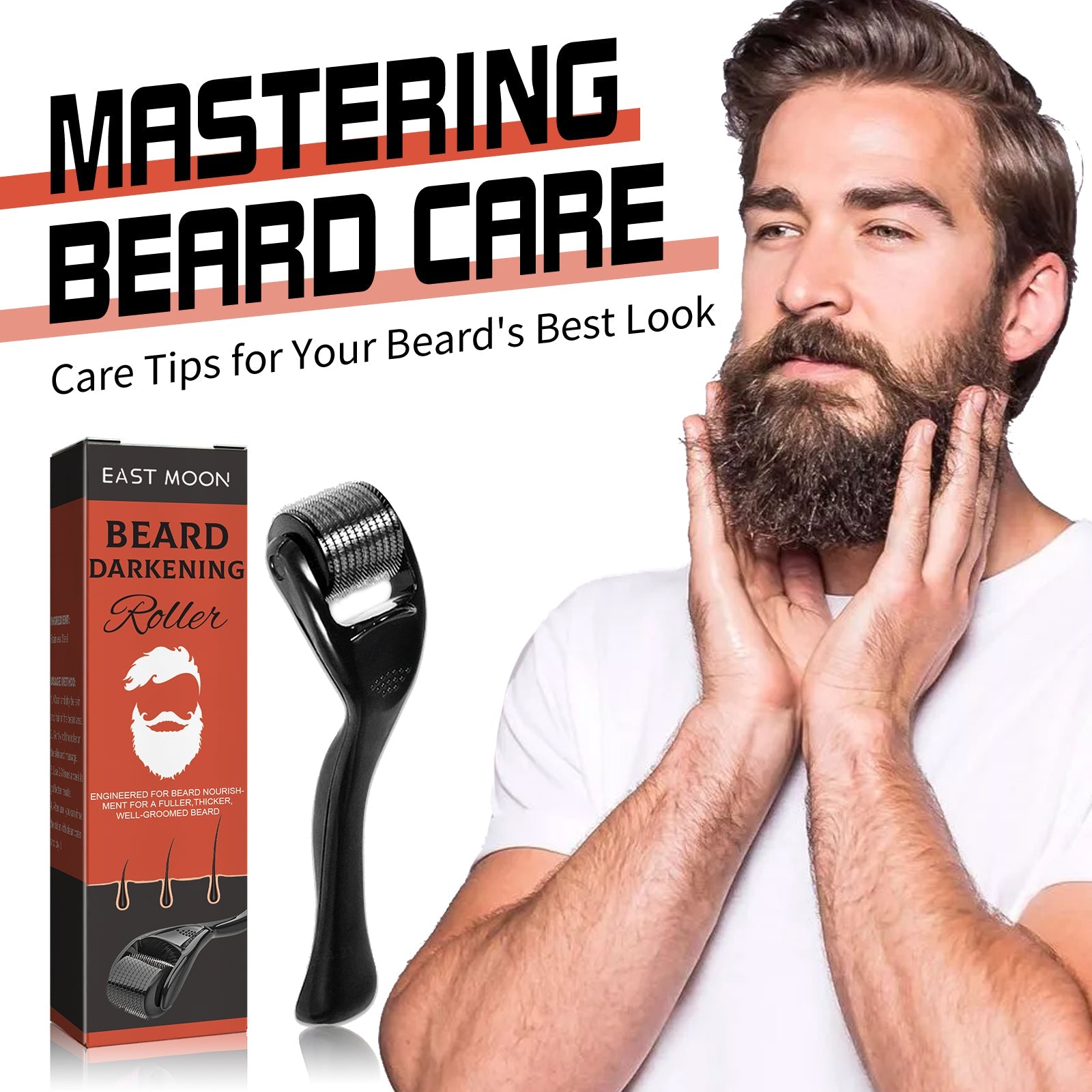 Beard Bushy Roller, Strong Root Moistens Soft Light For Men Nourishing Bushy Growing Beard Comb - Korvel