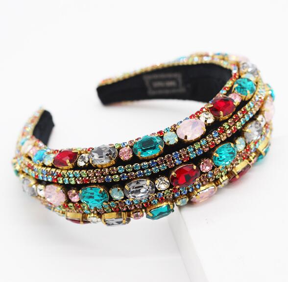 Baroque Full Crystal Hair Bands For Women Lady Luxury Shiny Padded Diamond Headband Hair Hoop Fashion Hair Accessories - Korvel