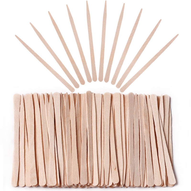100-Piece Bag of Disposable Wooden Sticks for Hair Removal Waxing and Scraping Tools - Korvel