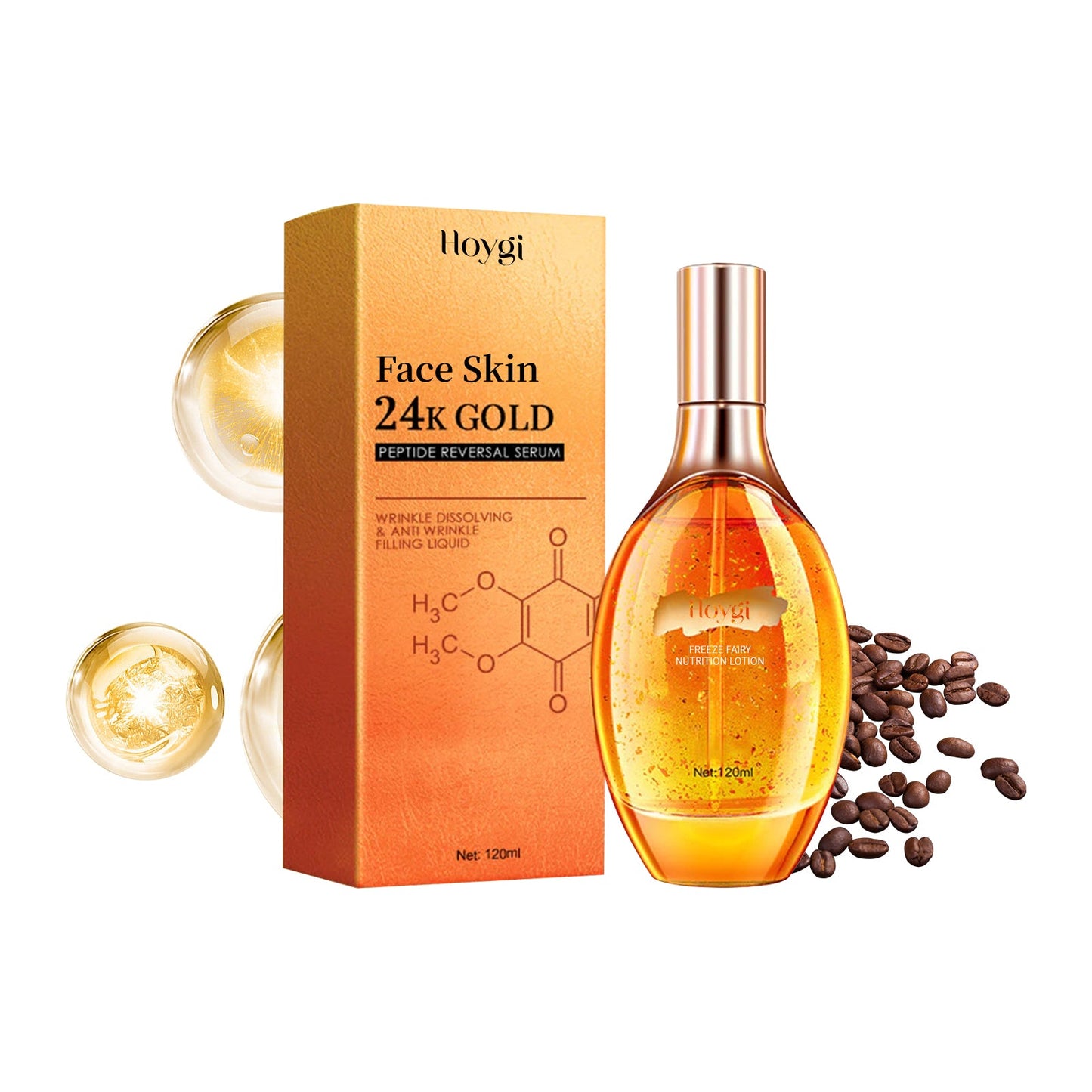 24k Gold Peptide Reversal Serum, Moisturizing Anti-wrinkle Firming And Anti-aging Essence - Korvel