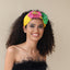 Bandeau large en tissu fleuri fait main