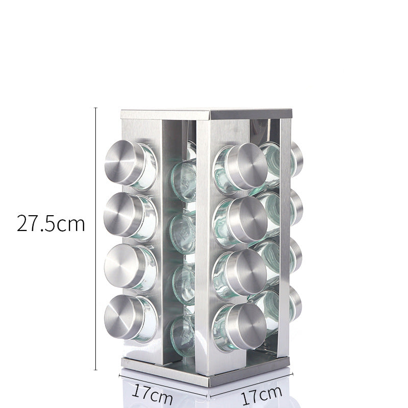 Ensemble de support à épices rotatif premium - Acier inoxydable et verre