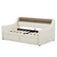 Twin Size Daybed with Storage Drawers, Upholstered Daybed with Charging Station and LED Lights, Beige - Korvel