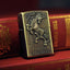 Retro Windproof Kerosene Lighter with Bronze Relief Design