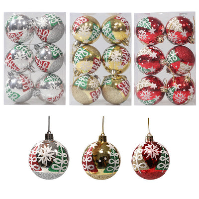 Christmas ball hand drawn pattern Christmas tree pattern decoration plastic electroplated ball decoration - Korvel