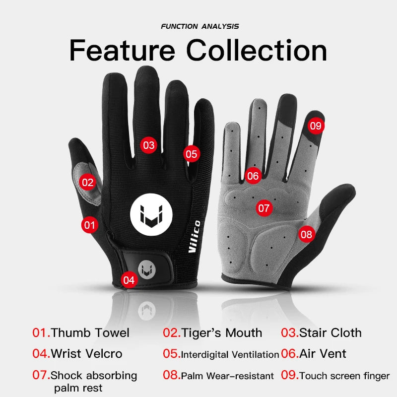 Men and women outdoor cycling windproof and cold proof motorcycle electric bike full finger touch screen anti slip gloves - Korvel