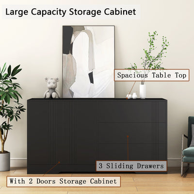 Modern kitchen buffet lockers with storage space, drawers and doors, and a large coffee bar with adjustable kitchen shelves - Korvel