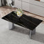 Modern minimalist dining table The black imitation marble glass desktop is equipped with silver metal legs - Korvel