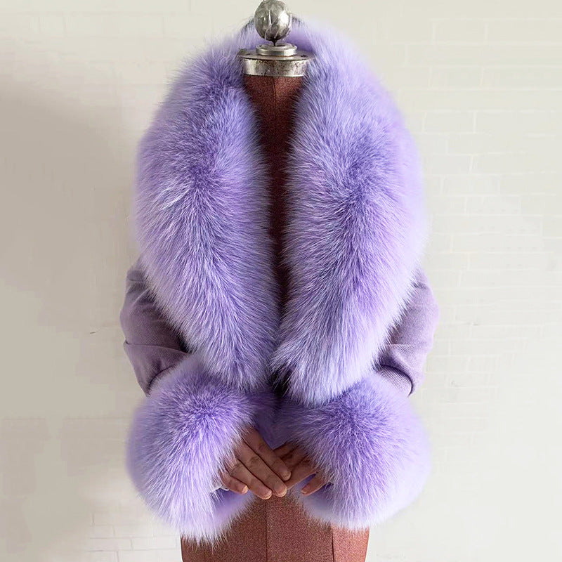 Elegant Real Fox Fur Horn Collar for Fashionable Accents