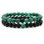 8mm matte black frosted stone malachite couple bracelet - Korvel
