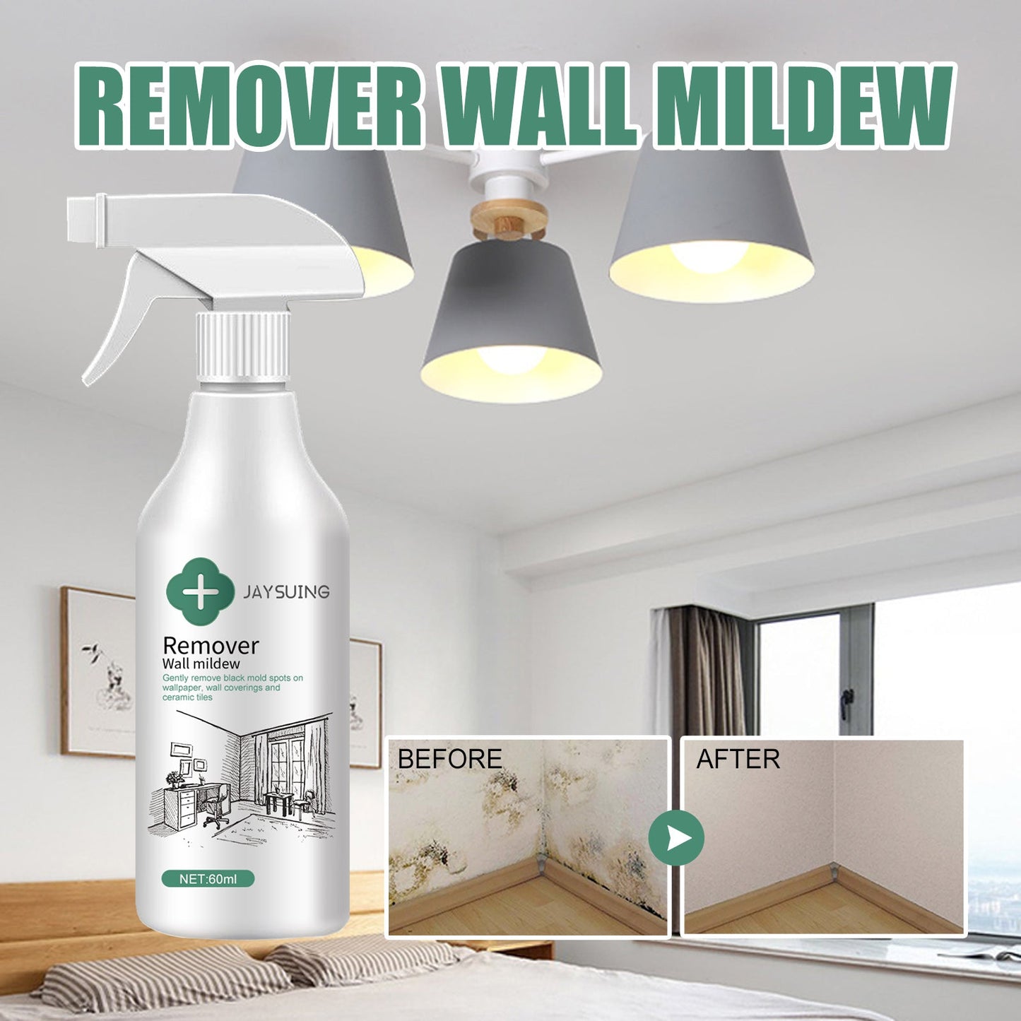 Wall Mold Remover, Furniture Tile Floor Wall Remove Mold And Prevent Mildew Cleanser - Korvel