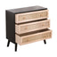 31.5 "3-Drawers Rattan Storage Cabinet Rattan Drawer,for Bedroom,Living Room,Natural drawer and black panel - Korvel