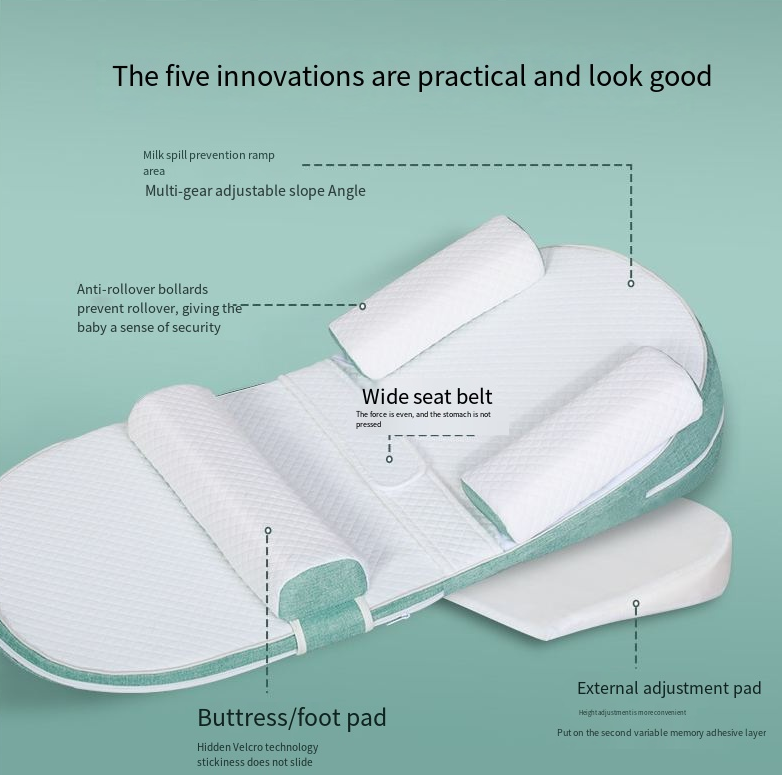 Baby anti spitting slope pad anti milk choking slope pillow newborn lying and feeding artifact cushion nursing pillow - Korvel