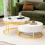 Mesa de café moderna redonda apilable con cajones en blanco