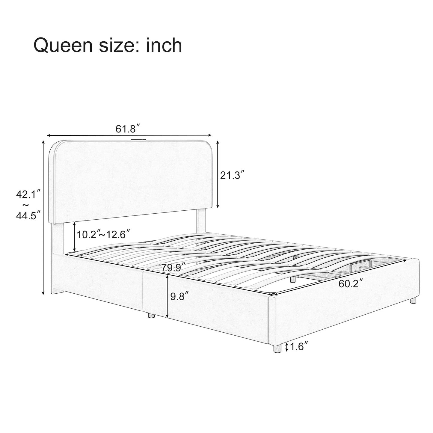 Hydraulic Storage Bed with RGB LED Lights and Bluetooth Speaker