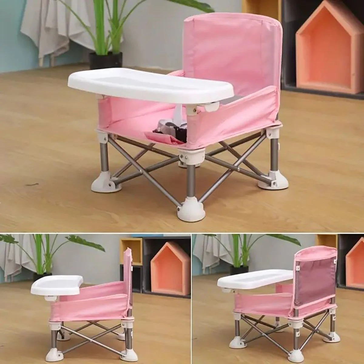 Children's dining chair portable foldable baby dining chair baby dining table small chair baby eating out folding - Korvel