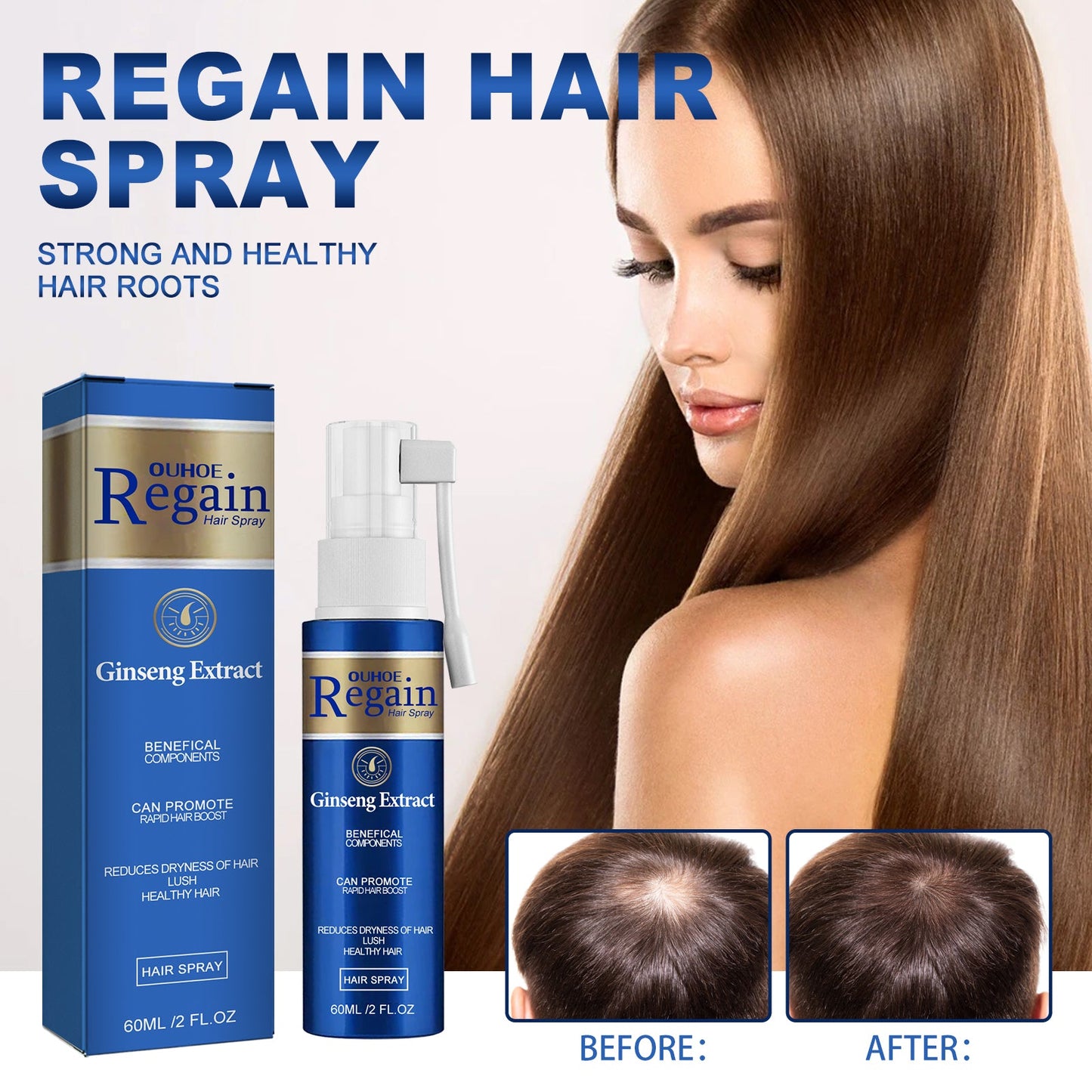 Regain Hair Spray, Moisturize And Repair Dry Hair And Frizz, Strengthen Hair And Prevent Hair Loss - Korvel