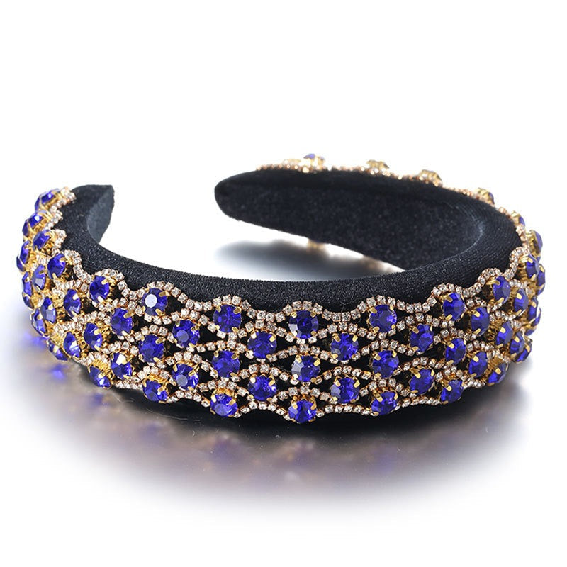 Conjunto de Diademas de Color Sólido con Piedras Brillantes de Borde Ancho