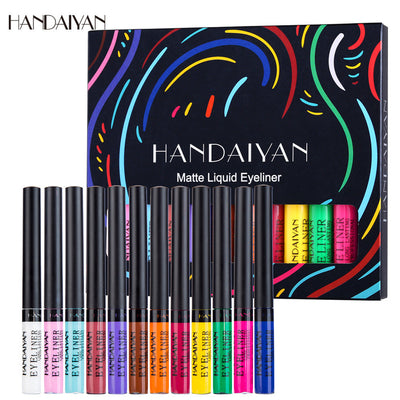 Color Eyeliner Matte Quick Drying Liquid Eyeliner Does Not Smudge 12 Boxes - Korvel