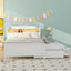 Full Size Platform Bed with Storage LED Headboard  Twin Size Trundle and 3 Drawers White - Korvel