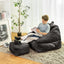 Beanbag chair with filler, beanbag sofa with tufted soft filler with memory foam, black - Korvel