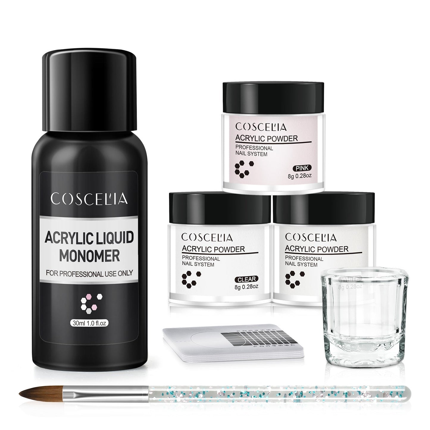 COSCELIA Crystal Powder 30ml Crystal Liquid Set Carved Extended Nail Art Beginner Crystal Nail Set - Korvel