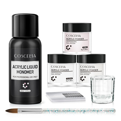 COSCELIA Crystal Powder 30ml Crystal Liquid Set Carved Extended Nail Art Beginner Crystal Nail Set - Korvel