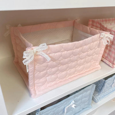 1pc Square Storage Basket: Desktop Organizer, Korean Quilted Design, Cute Storage Frame for Home Decor - Korvel