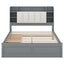 Wood Queen Size Platform Bed with Storage Headboard  Shelves and 2 Drawers  Gray - Korvel